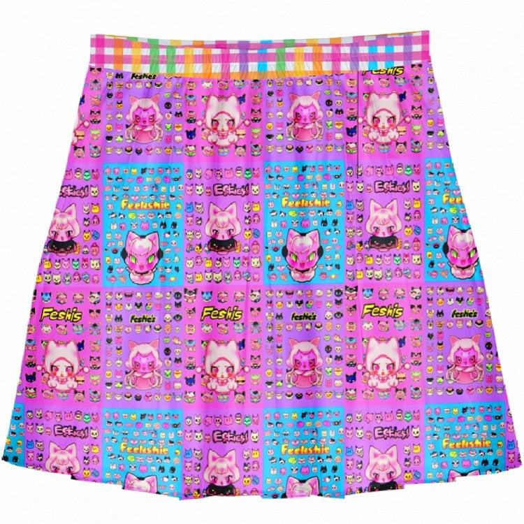 Y2K Cartoon Plaid Rock Buntes Druckmuster