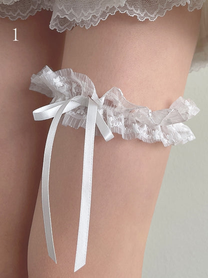 Stockings Loop Over-Knee White Lace with Leg