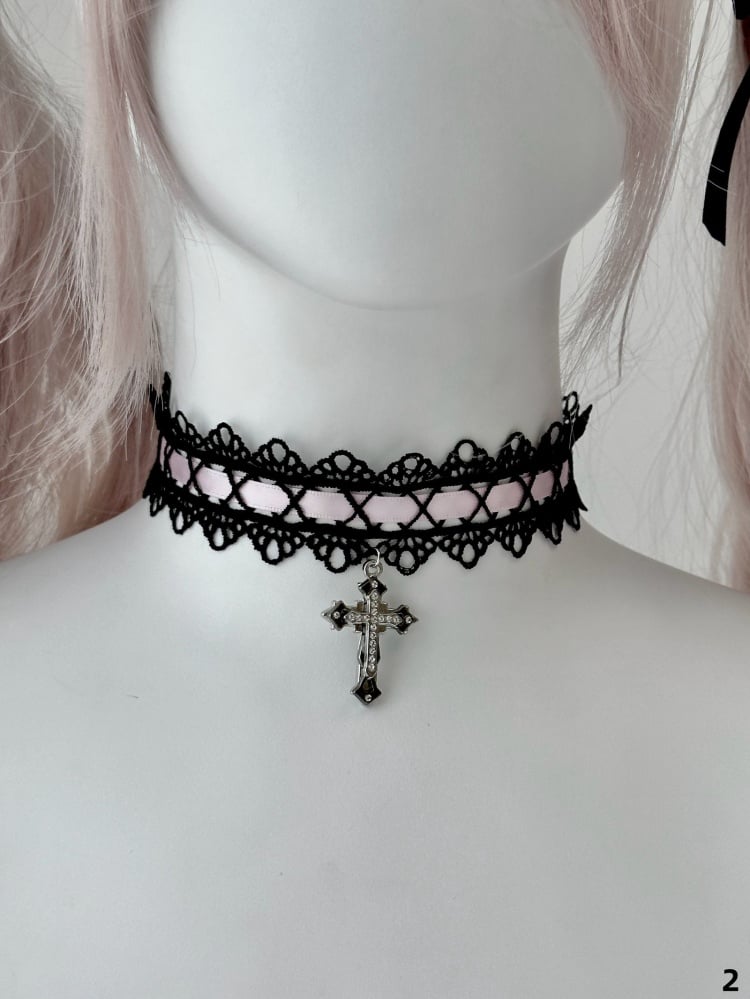 Gothic Cross Pendant Lolita Choker