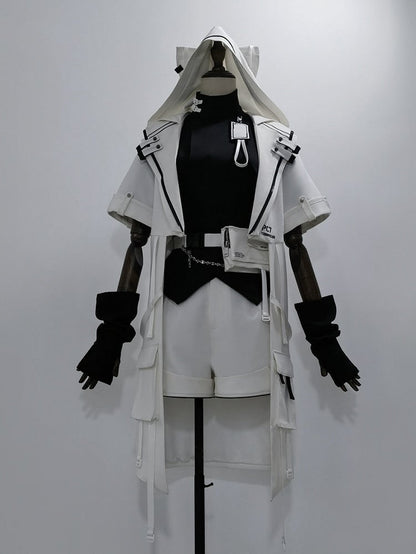 Cyberpunk Ears Coat Ouji White Hooded Techwear Cat Fashion