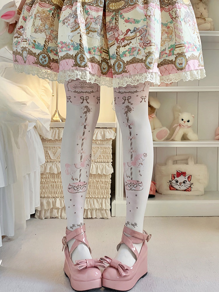 Carousel Print Sweet Lolita Tights