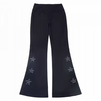 Black Star Appliques Flared Pants