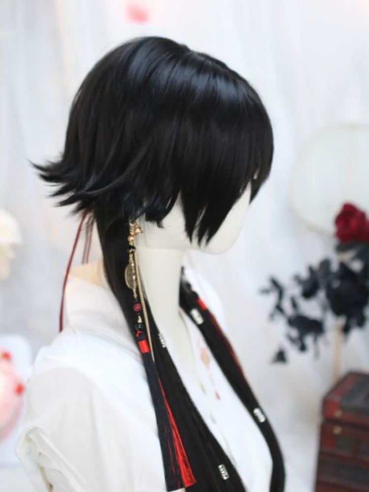 Black Under Bust Length Synthetic Straight Wig with Bangs