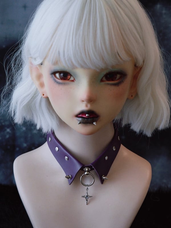 Choker Lila Anhänger Kreuz Details Gothic Ohrstecker
