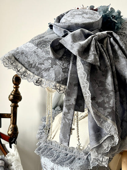 Chapeau Lolita gothique rouge/blanc/gris