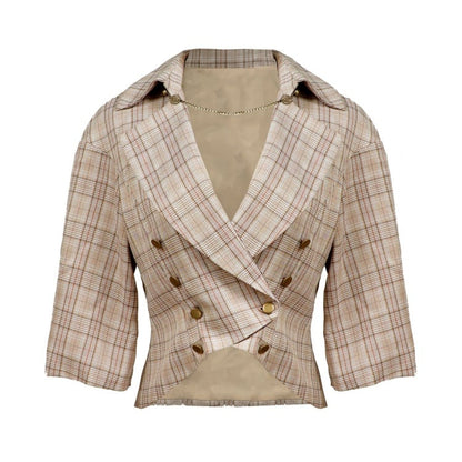 Light Brown Vintage Plaid Blazer