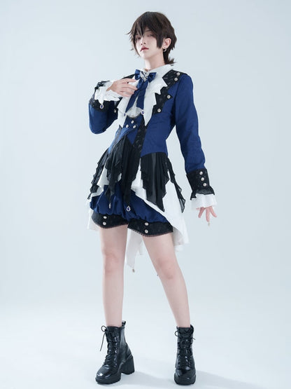 Gothic Ouji Lolita Ciel Vibes Dark Blue Prince Coat Outfit