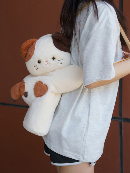 Cute Kitty White Plush Backpack/Crossbody