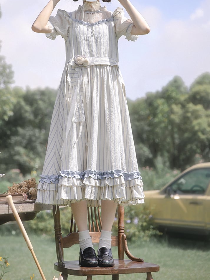 Top Beige Sleeves Ruffle Puff Neckline