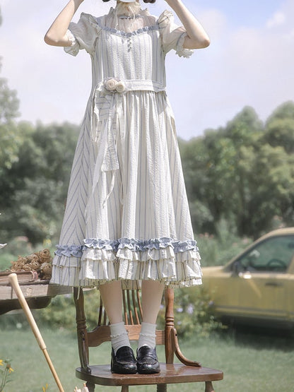 Top Beige Sleeves Ruffle Puff Neckline