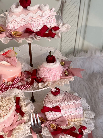 Cherry Mini and Decoration Cake Hat with Sweet Blue/Pink Bowknots Lolita