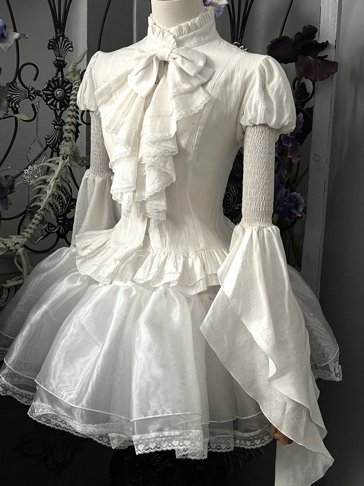 White Shiro Puff Short Sleeves Gothic Lolita  Blouse