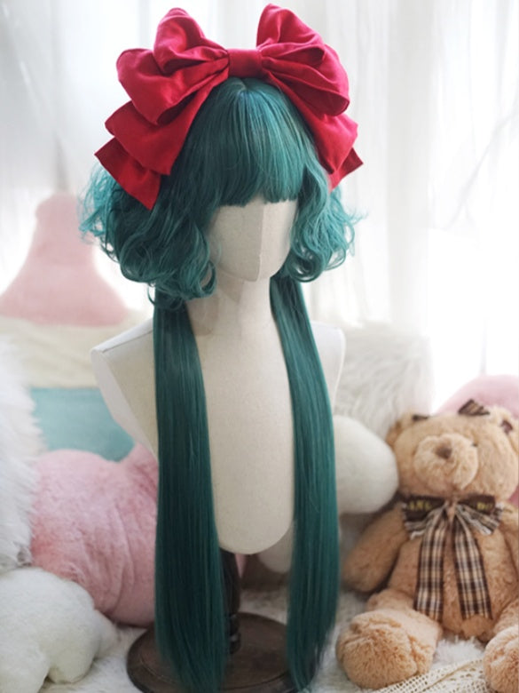 Light Blonde/Pink/Red/Green/Purple Waist Length Wig With Full Bangs