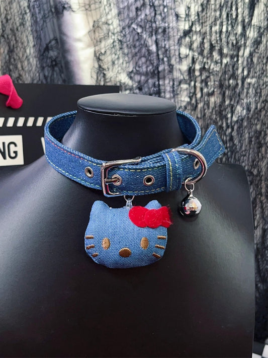 Blue Denim Kitty Bell Choker