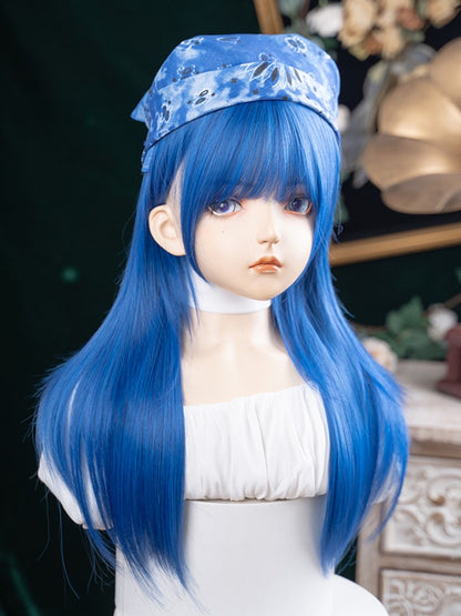 Bangs Wig 63CM Blue With Length Straight Full