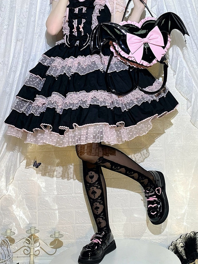 Gothic Lolita White/Black Over Knee Stockings