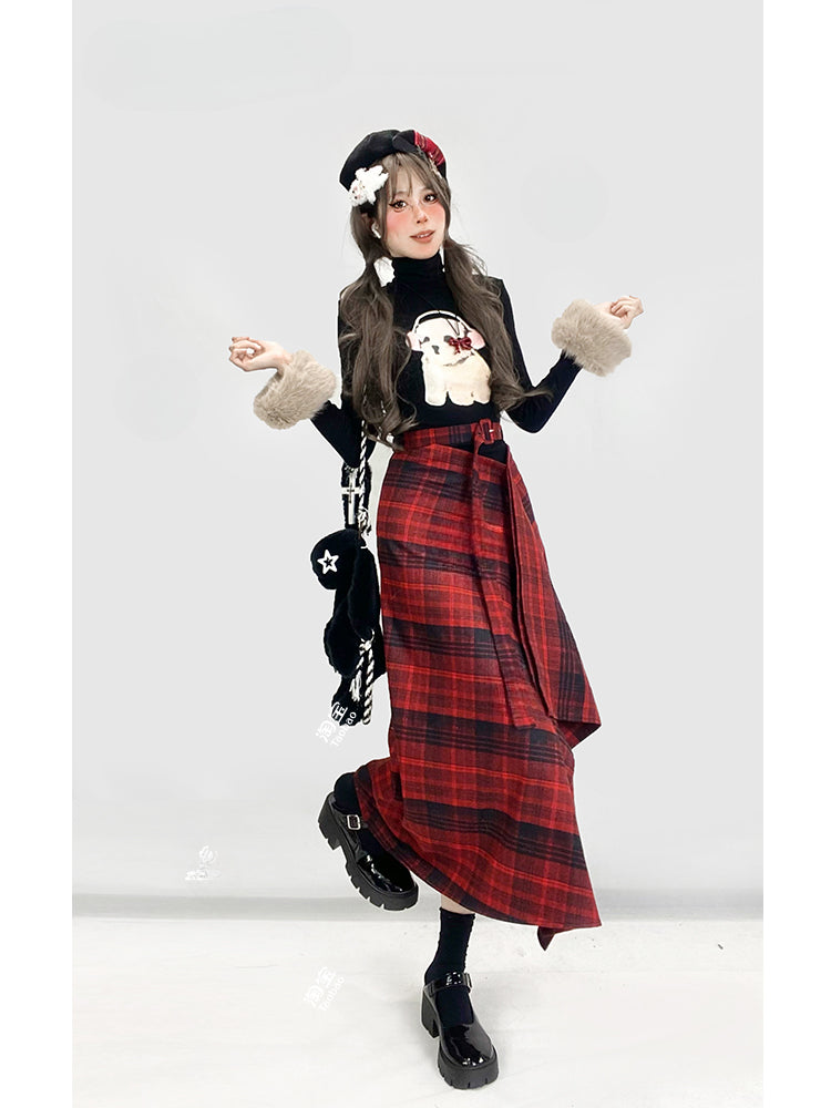 Black High Neck Puppy Top with Detachable Sleeves