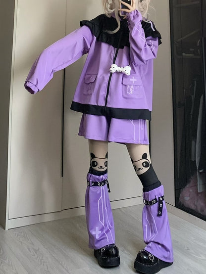 Yami Kawaii Purple&Black Cyberpunk Shorts