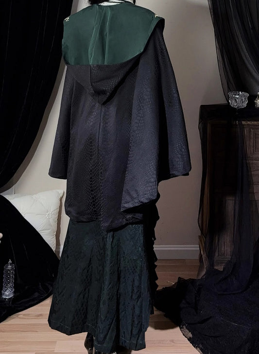 Slythern Black and Green Snake Scale Gothic Robe