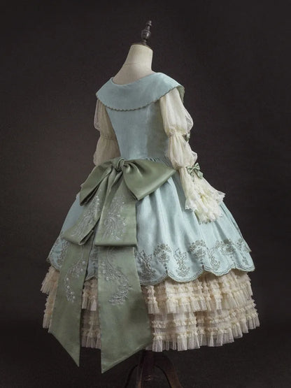 Blumen Rosa Schleppe Grün Stickerei / Schleife Groß Schwarz