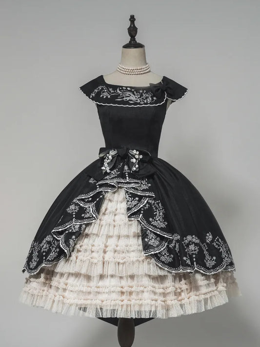 Lily Embroidery Dress Beige Lolita Valley of Black Classic the