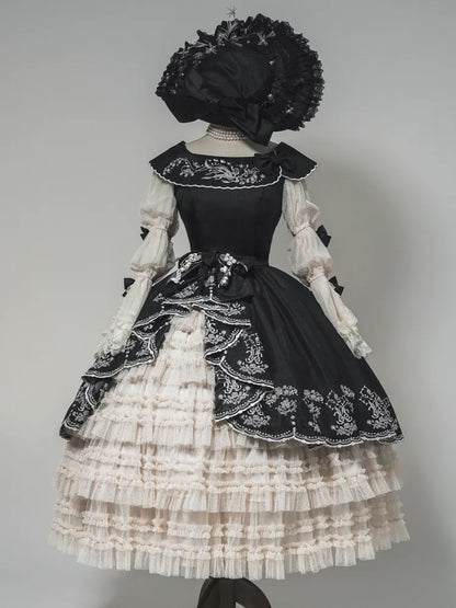 Lily Embroidery Dress Beige Lolita Valley of Black Classic the