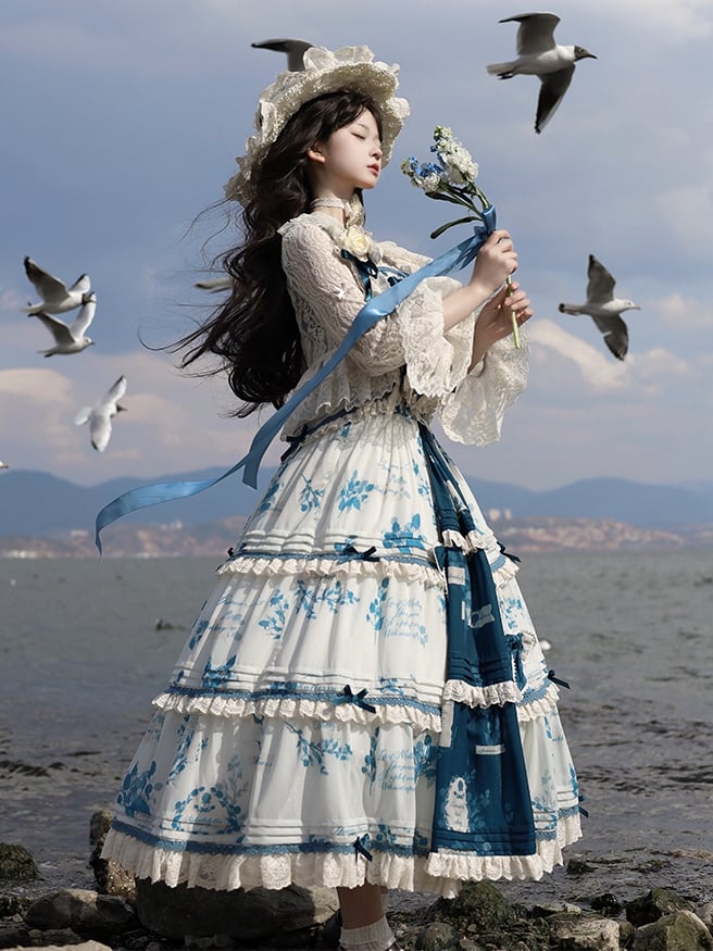 Summer Skirt Plus Mulberry Blue Cami Print Top + Lolita Available Set Sizes