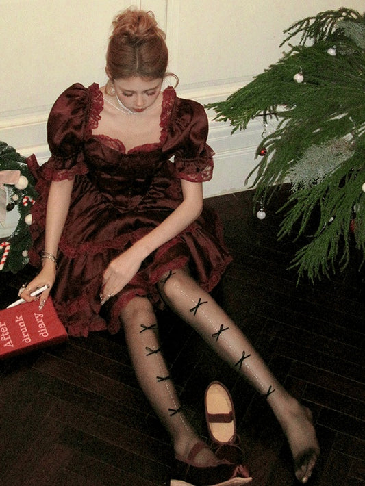 Rhinestone Bowknot Tights