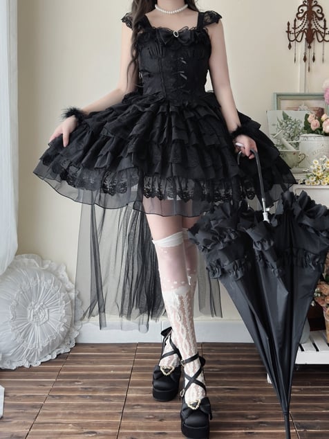Hanayome Pullover Shiro Rock Lolita Schwarz Stoff Prinzessin Kleid Schmetterling