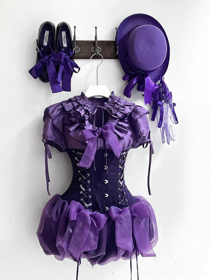 Shorts High Lolita Waist Gothic Super Corset Purple