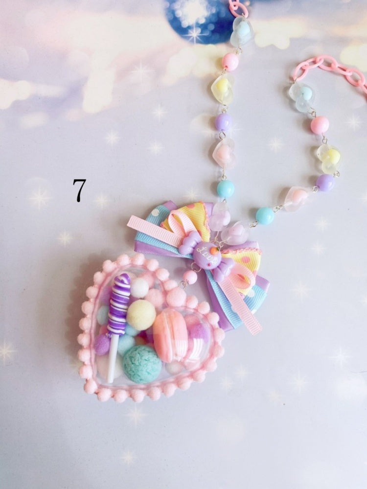 Colorful Bowknot Hairclip Badge Necklace Wristcuffs