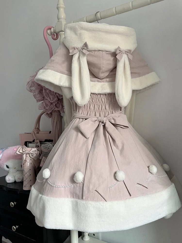 Pink Bunny Ears Hooded Cape