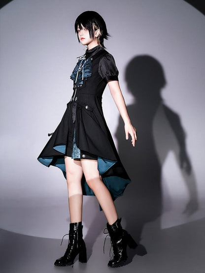 Prince Lolita Waistcoat Short Shorts - Shirt Jabot Set Ouji Full and Black Blue Long Tie Sleeves +