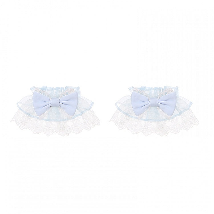 Light Blue Bowknot Lace Wrist Cuffs