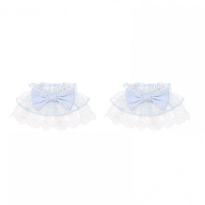 Light Blue Bowknot Lace Wrist Cuffs