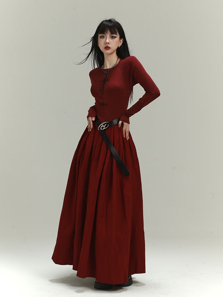 Robe moulante dos nu/dos couvert style gothique rouge vin