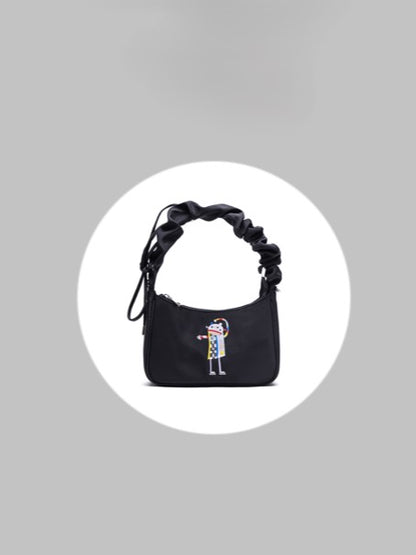 Black Bag Delicate Embroidery With Chic CrossbodyShoulder