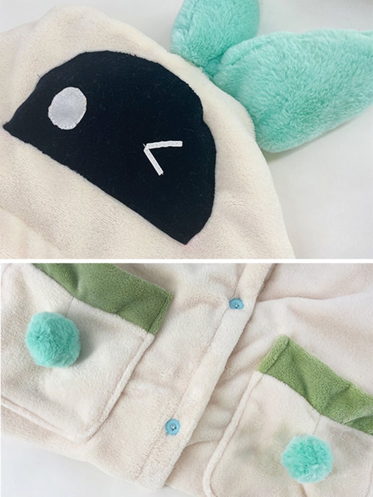 Venti Inspired Beige Plush Long Hooded Pajama