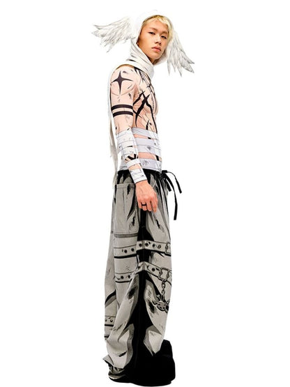 White Angel Wings Hatand Asymmetrical Hem Scarf