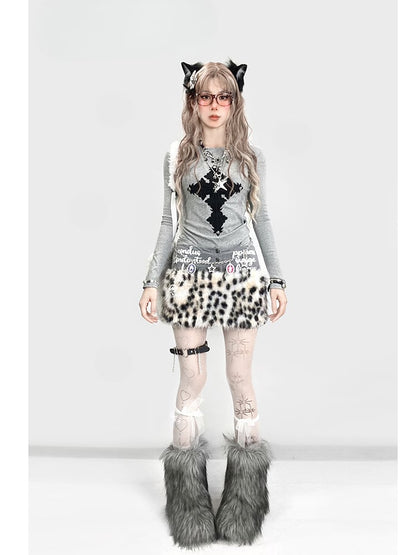 Cross Applique Grey Top