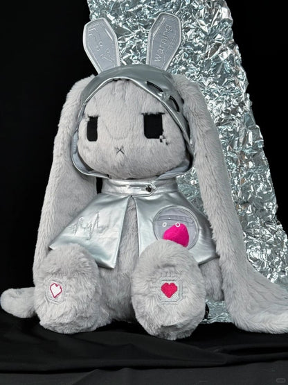 Cyberpunk Cyber Bunny Silver Plush Bunny Bag / Plushie