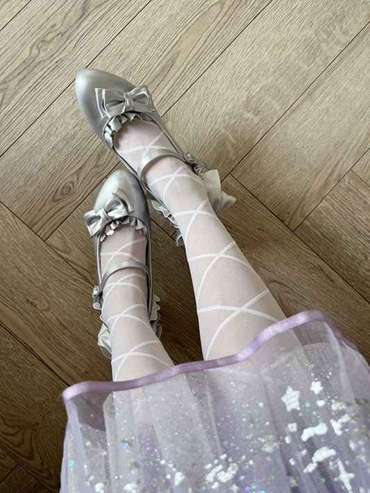 Ruffles Silver High Trim - Lolita at Heels Bow Elegant Top