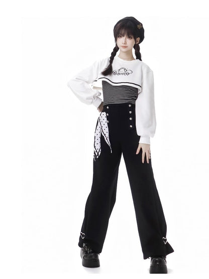 Black Polka Dot Bow Sweatpants