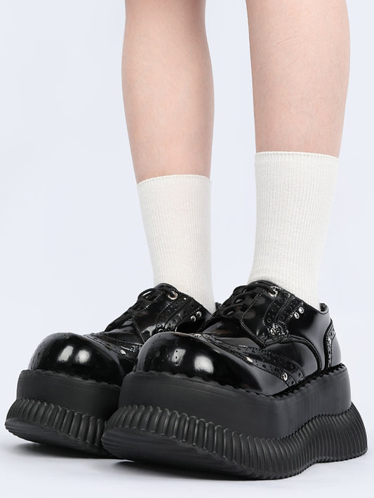 Lace-Up - Platform Details Shoes Design Bittersweet Black Studded