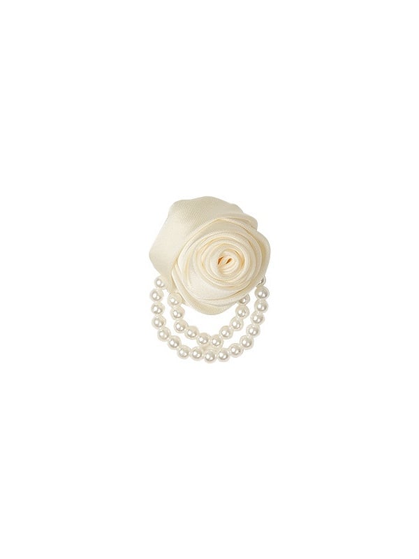 Pink Rose Brooch / Beige White