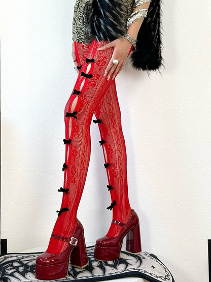 Design Y2K Options Tights Color Cut-out Bowknot 4 Details
