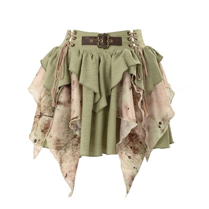 Forest Fairy Green Tiered Ruffles Skirt