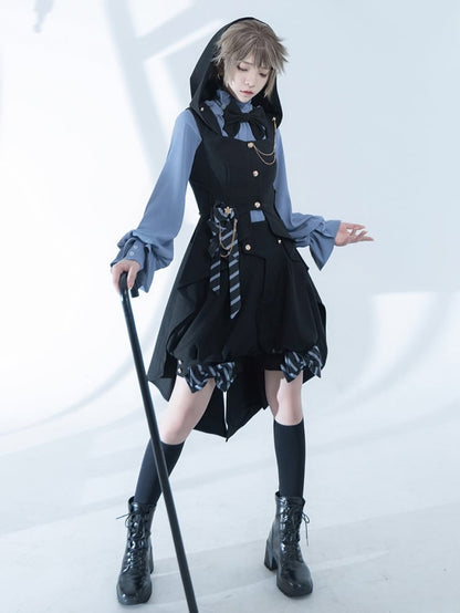 Blue Ouji Lolita Fashion Jabot Collar Prince Style Shirt