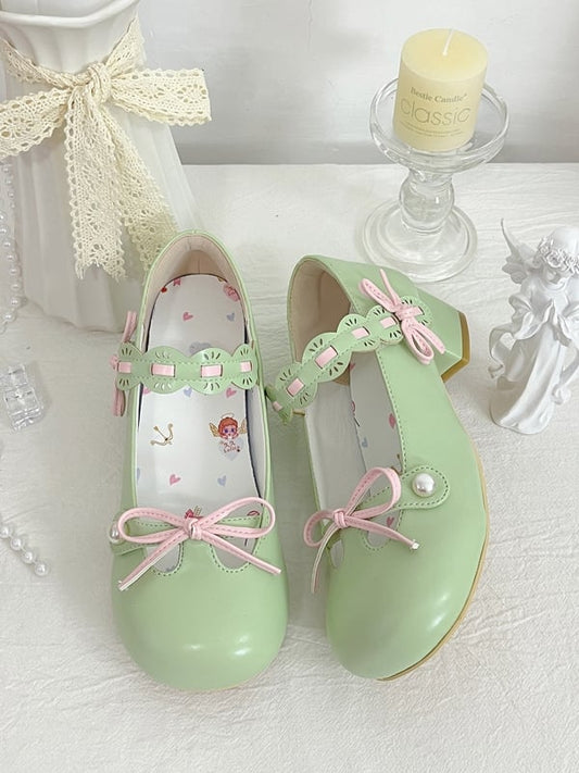 Top Beaded Apple Lolita at Bow Green Knotted Round Decorated Toe