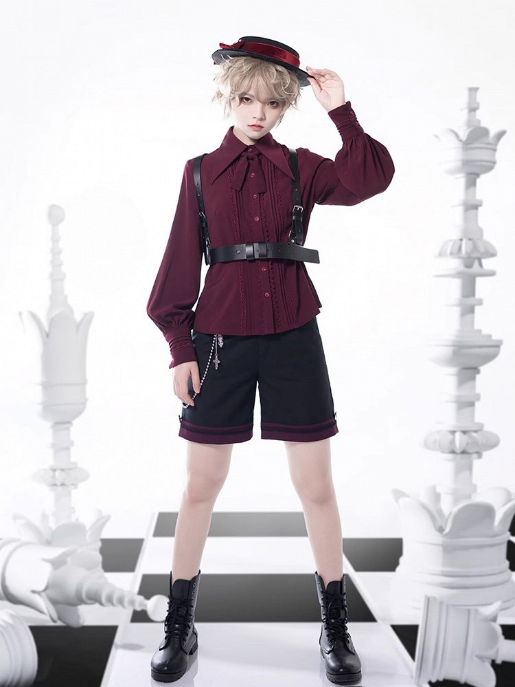 Prince Lace Sleeves 4 and Long Detailing Foldover Pleating Options Color Shirt Collar Point